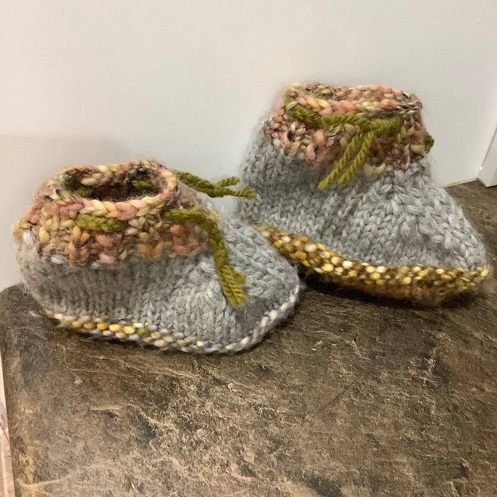 Wool Baby Booties (bottom sole measures 7”)